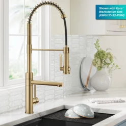 Commercial Style 2-Function Single Handle Pull Down Kitchen Faucet with Pot Filler in Spot-Free Brushed Brass