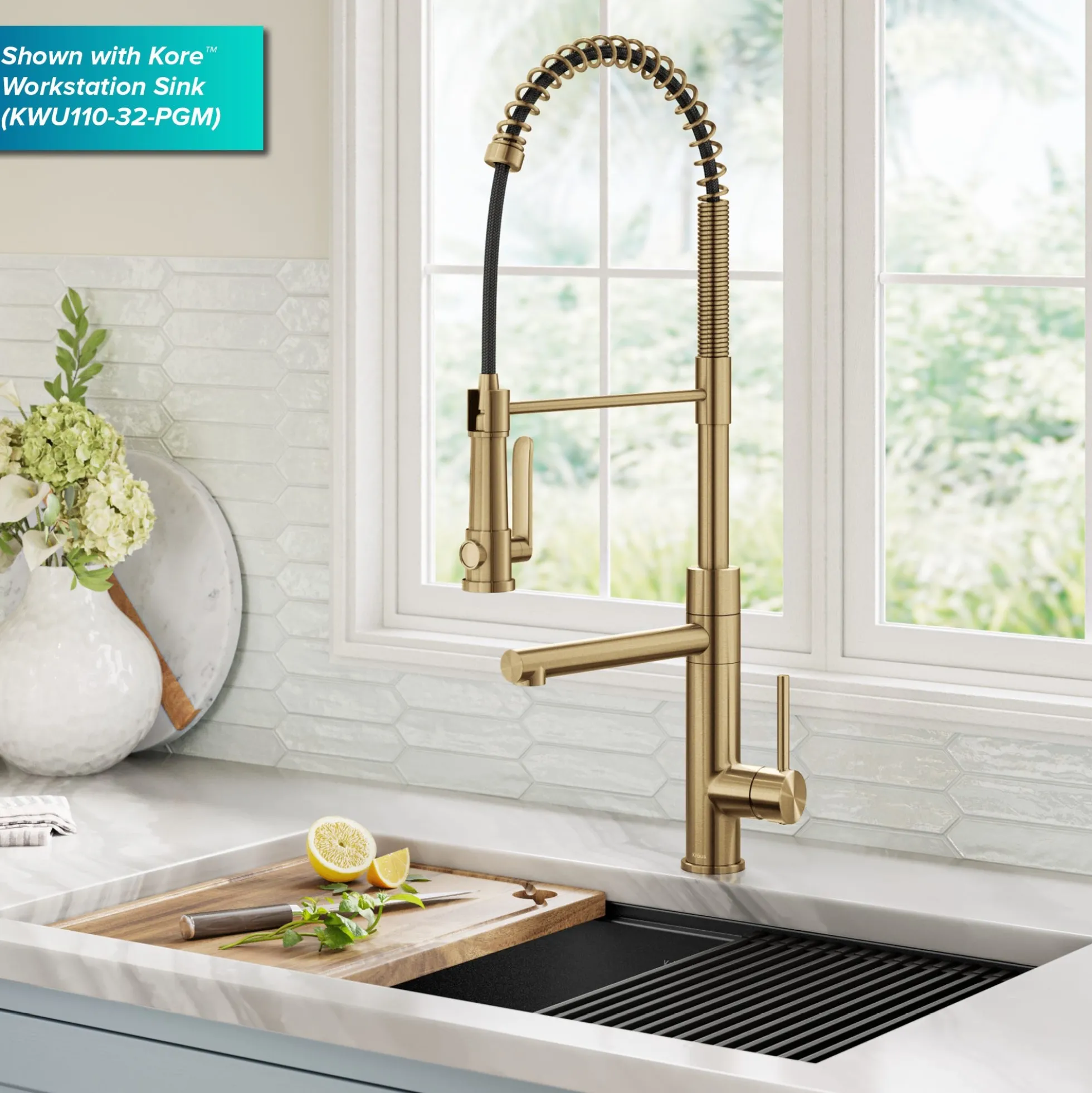 Commercial Style 2-Function Single Handle Pull Down Kitchen Faucet with Pot Filler in Spot-Free Brushed Brass