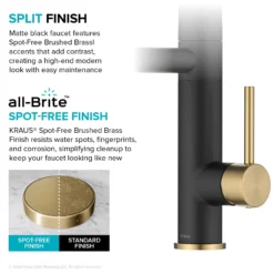 Commercial Style 2-Function Single Handle Pull Down Kitchen Faucet with Pot Filler in Spot-Free Brushed Brass / Matte Black