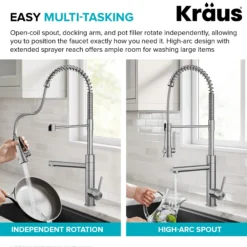 Commercial Style 2-Function Single Handle Pull Down Kitchen Faucet with Pot Filler in Matte Black