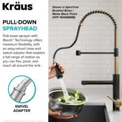 Commercial Style 2-Function Single Handle Pull Down Kitchen Faucet with Pot Filler in Matte Black
