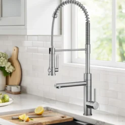 Commercial Style 2-Function Single Handle Pull Down Kitchen Faucet with Pot Filler in Spot-Free Stainless Steel