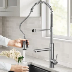 Commercial Style 2-Function Single Handle Pull Down Kitchen Faucet with Pot Filler in Spot-Free Stainless Steel