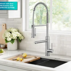 Commercial Style 2-Function Single Handle Pull Down Kitchen Faucet with Pot Filler in Spot-Free Stainless Steel