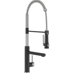 Commercial Style 2-Function Single Handle Pull Down Kitchen Faucet with Pot Filler in Spot-Free Stainless Steel / Matte Black