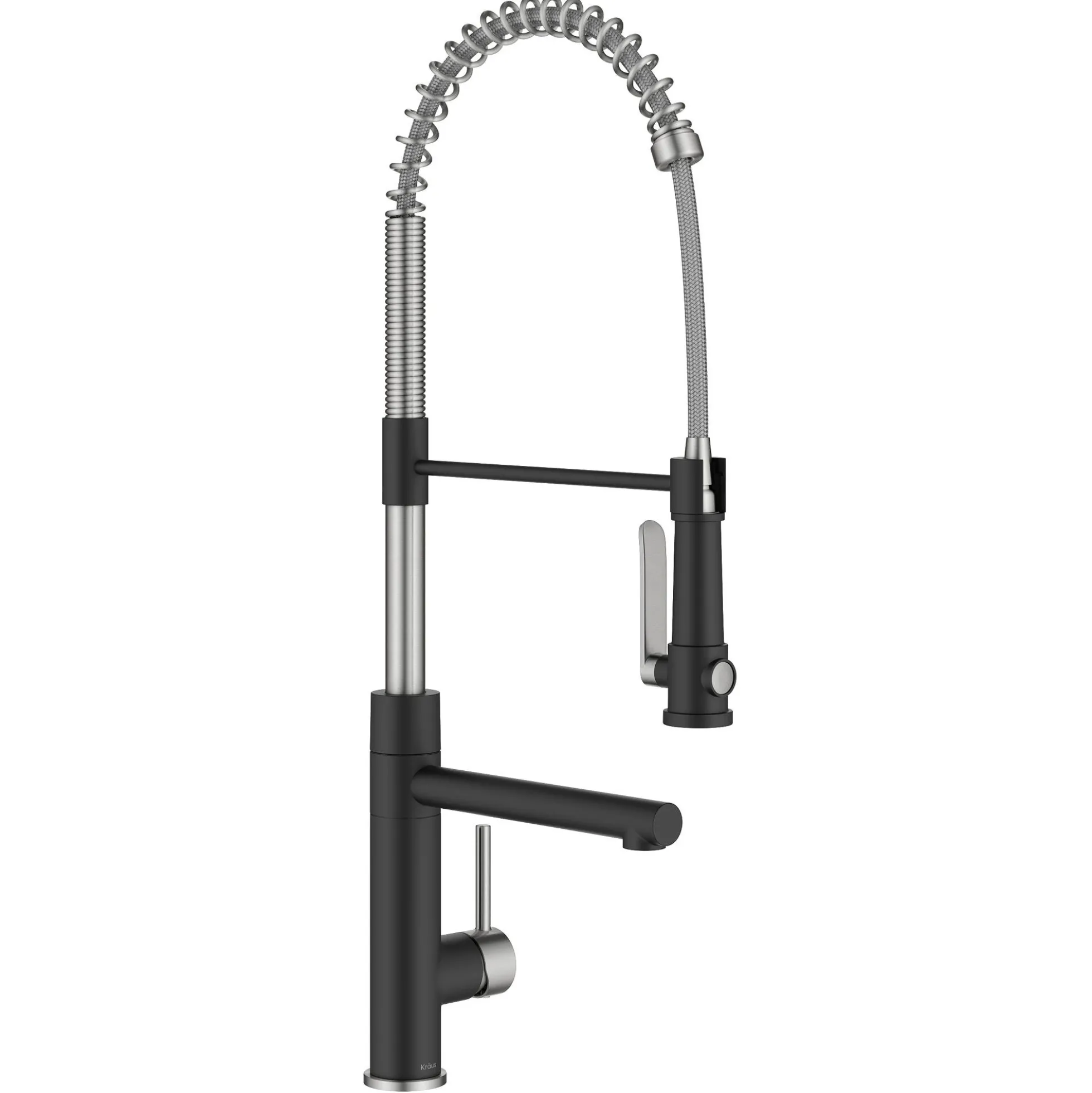Commercial Style 2-Function Single Handle Pull Down Kitchen Faucet with Pot Filler in Spot-Free Stainless Steel / Matte Black