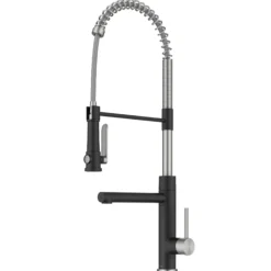 Commercial Style 2-Function Single Handle Pull Down Kitchen Faucet with Pot Filler in Spot-Free Stainless Steel / Matte Black