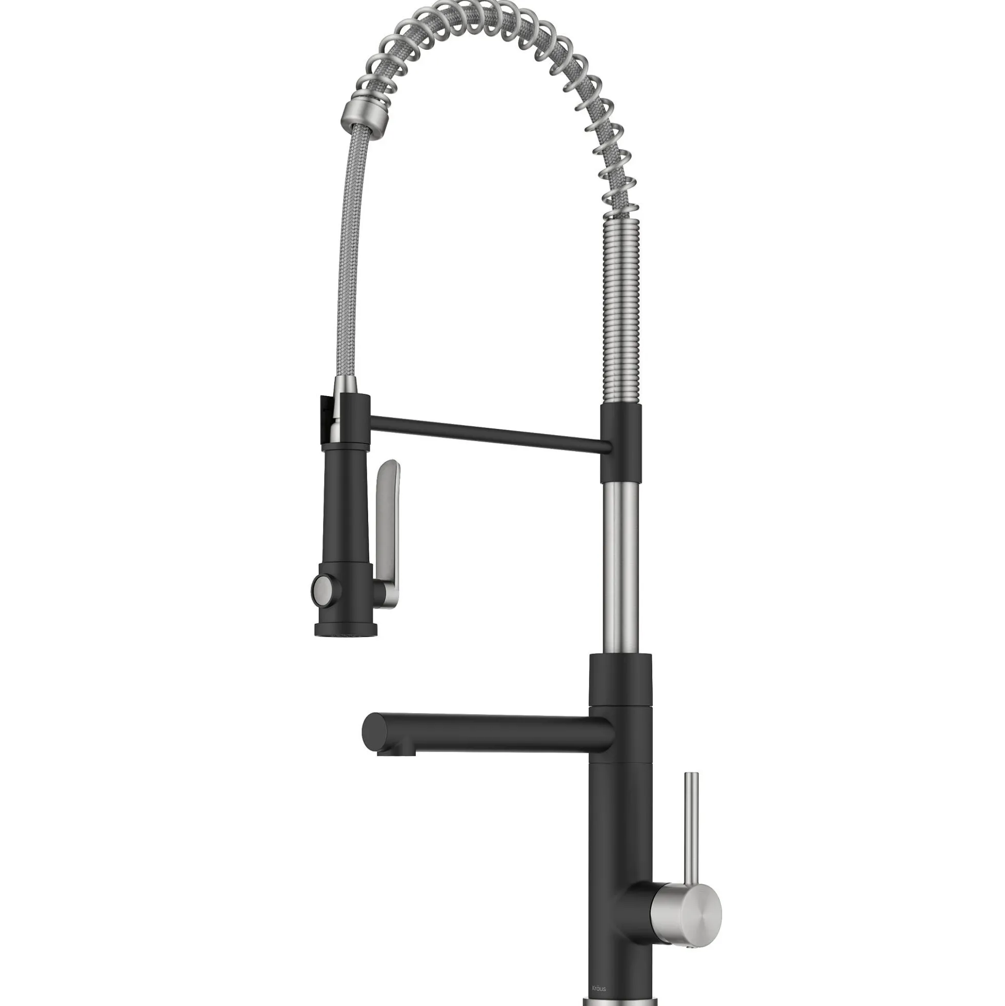 Commercial Style 2-Function Single Handle Pull Down Kitchen Faucet with Pot Filler in Spot-Free Stainless Steel / Matte Black