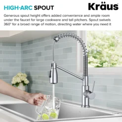Commercial Style 2-Function Single Handle Pull Down Kitchen Faucet in Chrome