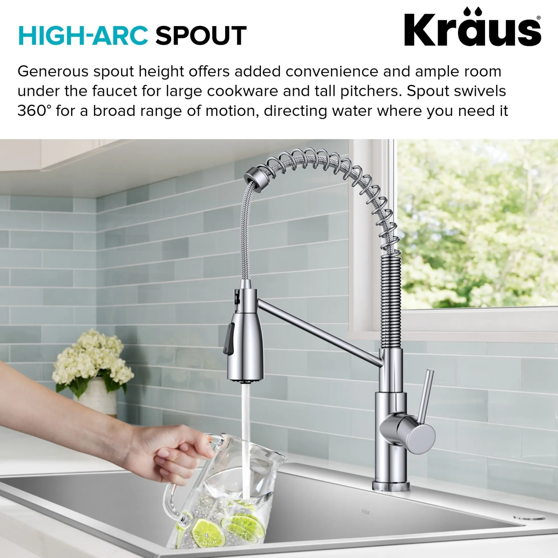 Commercial Style 2-Function Single Handle Pull Down Kitchen Faucet in Chrome