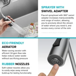 Commercial Style 2-Function Single Handle Pull Down Kitchen Faucet in Chrome