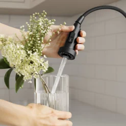 Commercial Style 2-Function Single Handle Pull Down Kitchen Faucet in Matte Black