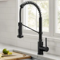 Commercial Style 2-Function Single Handle Pull Down Kitchen Faucet in Matte Black