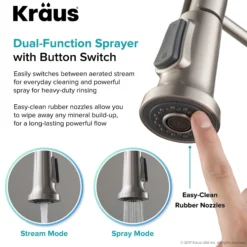 Commercial Style Kitchen Faucet with Deck Plate and Soap Dispenser in all-Brite Spot Free Stainless Steel