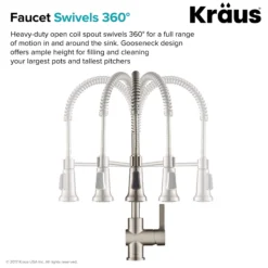 Commercial Style Kitchen Faucet with Deck Plate and Soap Dispenser in all-Brite Spot Free Stainless Steel