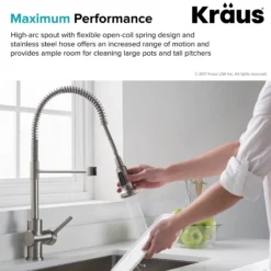 Commercial Style Kitchen Faucet with Deck Plate and Soap Dispenser in all-Brite Spot Free Stainless Steel