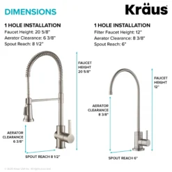 Commercial Style Kitchen Faucet and Water Filter Faucet Combo in Spot Free Stainless Steel