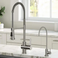 Commercial Style Kitchen Faucet and Water Filter Faucet Combo in Spot Free Stainless Steel