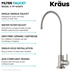 Commercial Style Kitchen Faucet and Water Filter Faucet Combo in Spot Free Stainless Steel