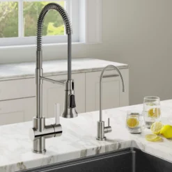 Commercial Style Kitchen Faucet and Water Filter Faucet Combo in Spot Free Stainless Steel