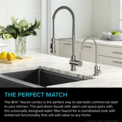 Commercial Style Kitchen Faucet and Water Filter Faucet Combo in Spot Free Stainless Steel