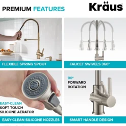 Commercial Style Kitchen Faucet with Deck Plate and Soap Dispenser in Spot Free Antique Champagne Bronze