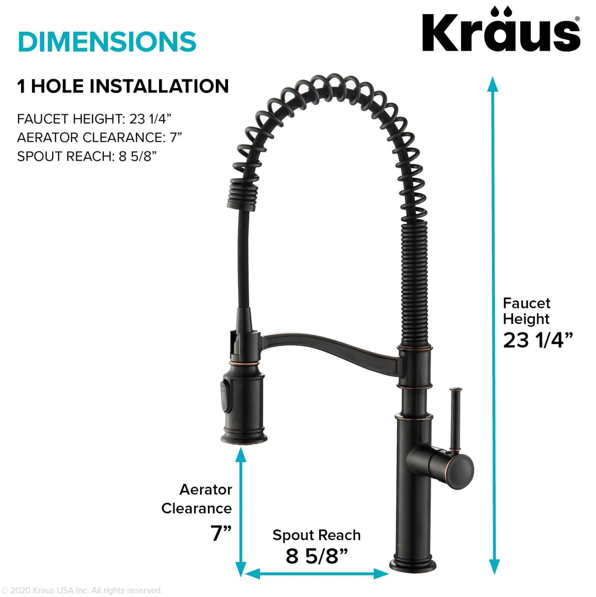 Commercial Style Pull-Down Kitchen Faucet in Oil Rubbed Bronze
