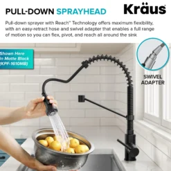 Commercial Style Pull Down Kitchen Faucet and Water Filter Faucet Combo in Spot-Free Stainless Steel