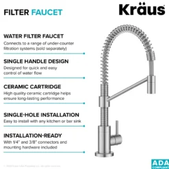 Commercial Style Pull Down Kitchen Faucet and Water Filter Faucet Combo in Spot-Free Stainless Steel