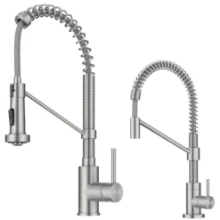 Commercial Style Pull Down Kitchen Faucet and Water Filter Faucet Combo in Spot-Free Stainless Steel