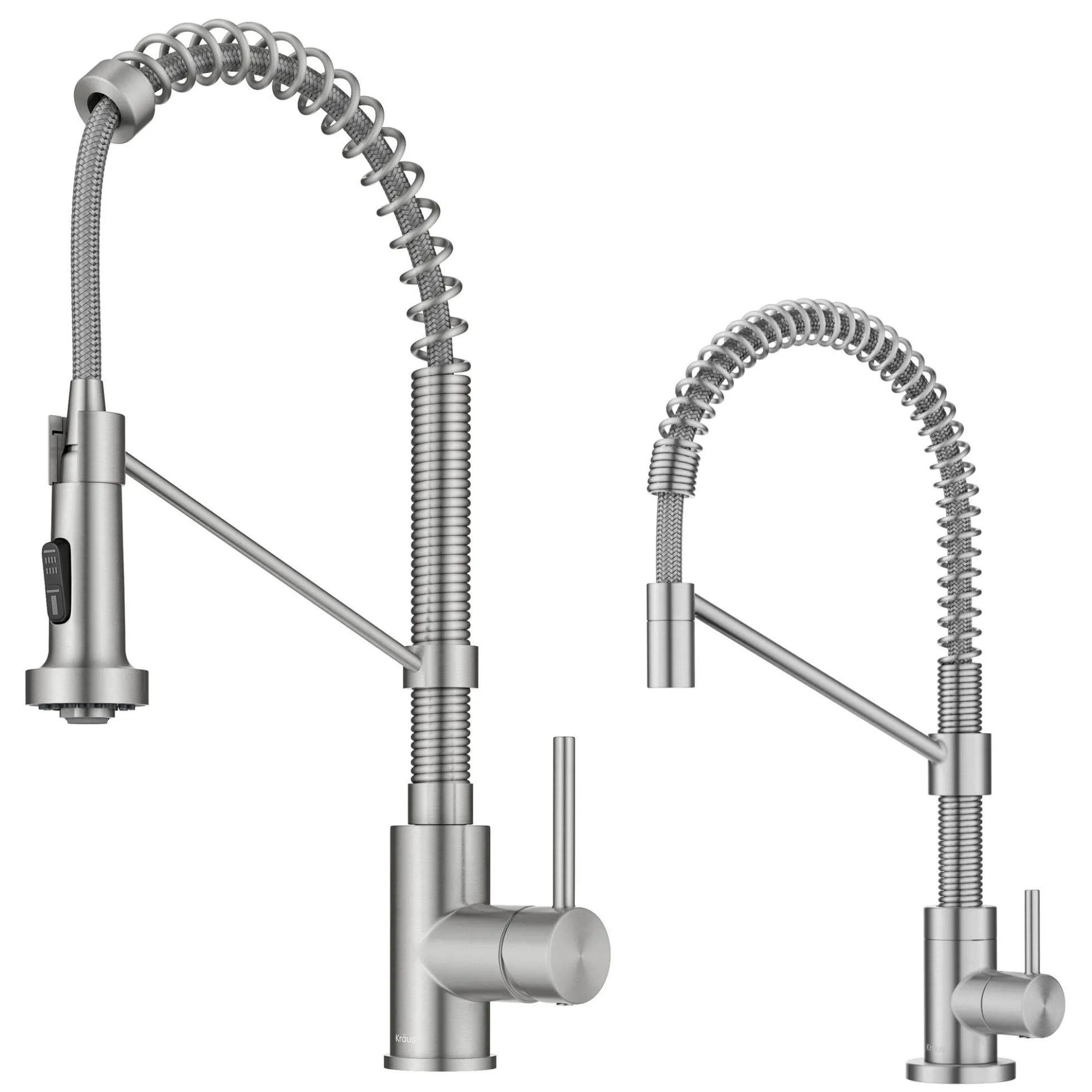 Commercial Style Pull Down Kitchen Faucet and Water Filter Faucet Combo in Spot-Free Stainless Steel