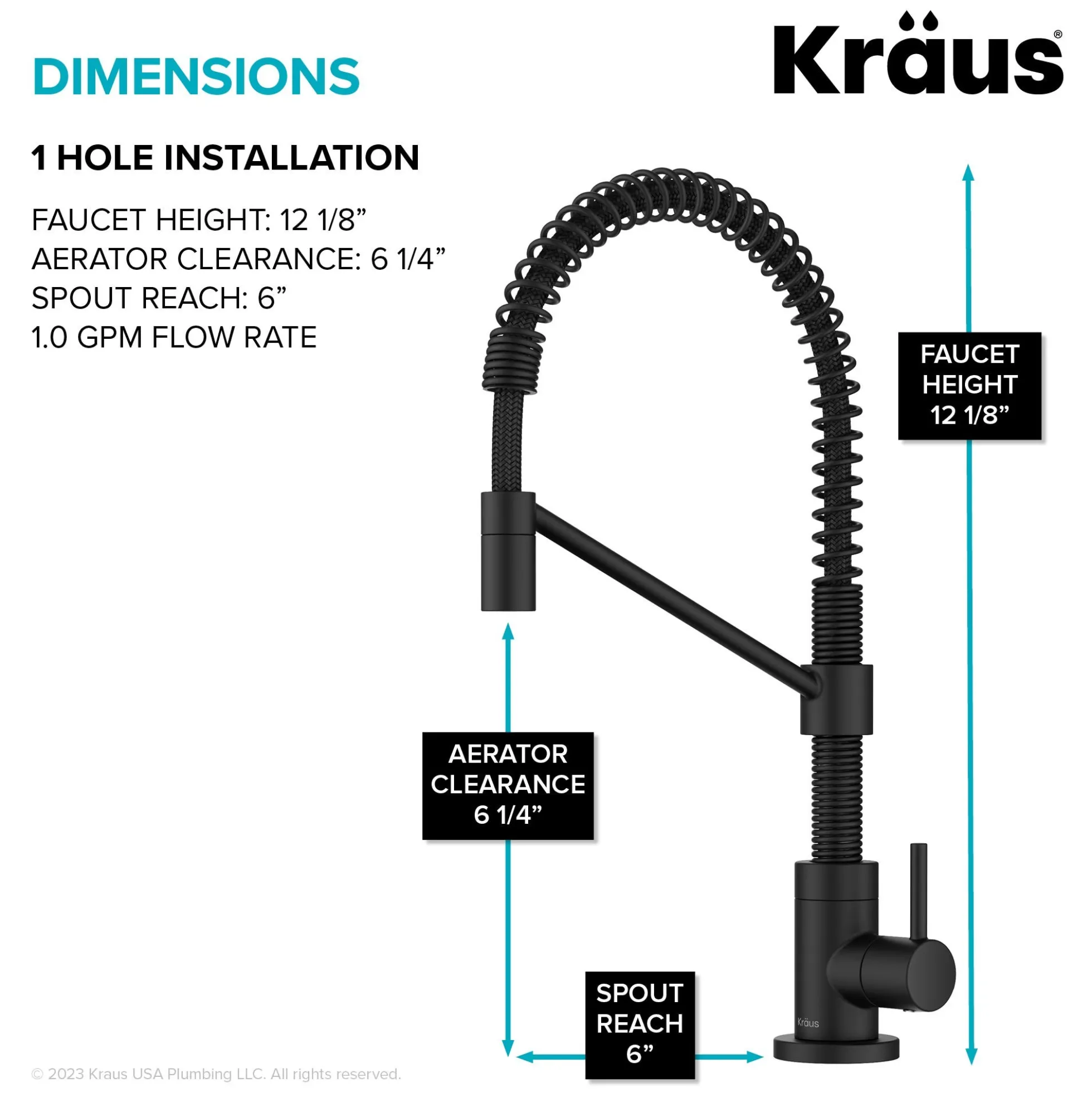 Commercial Style Pull Down Kitchen Faucet and Water Filter Faucet Combo in Matte Black