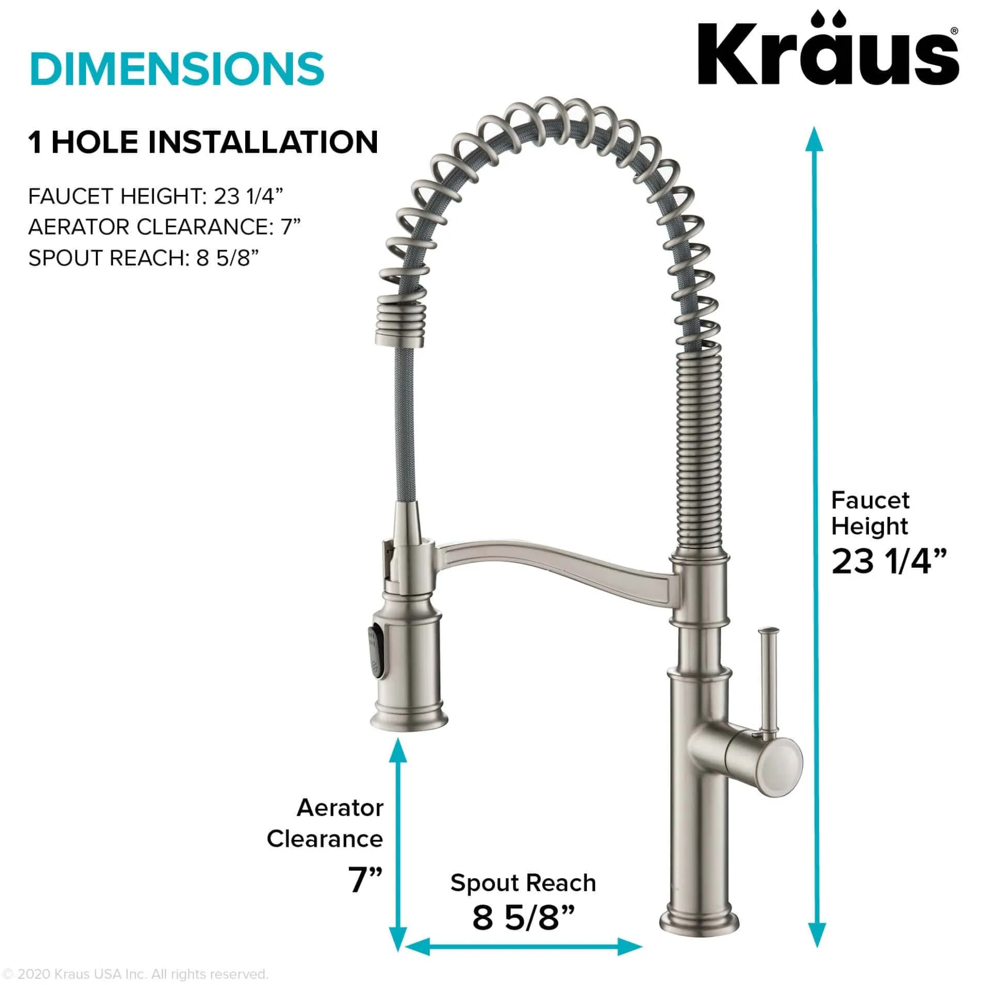 Commercial Style Pull-Down Kitchen Faucet in Spot Free Stainless Steel