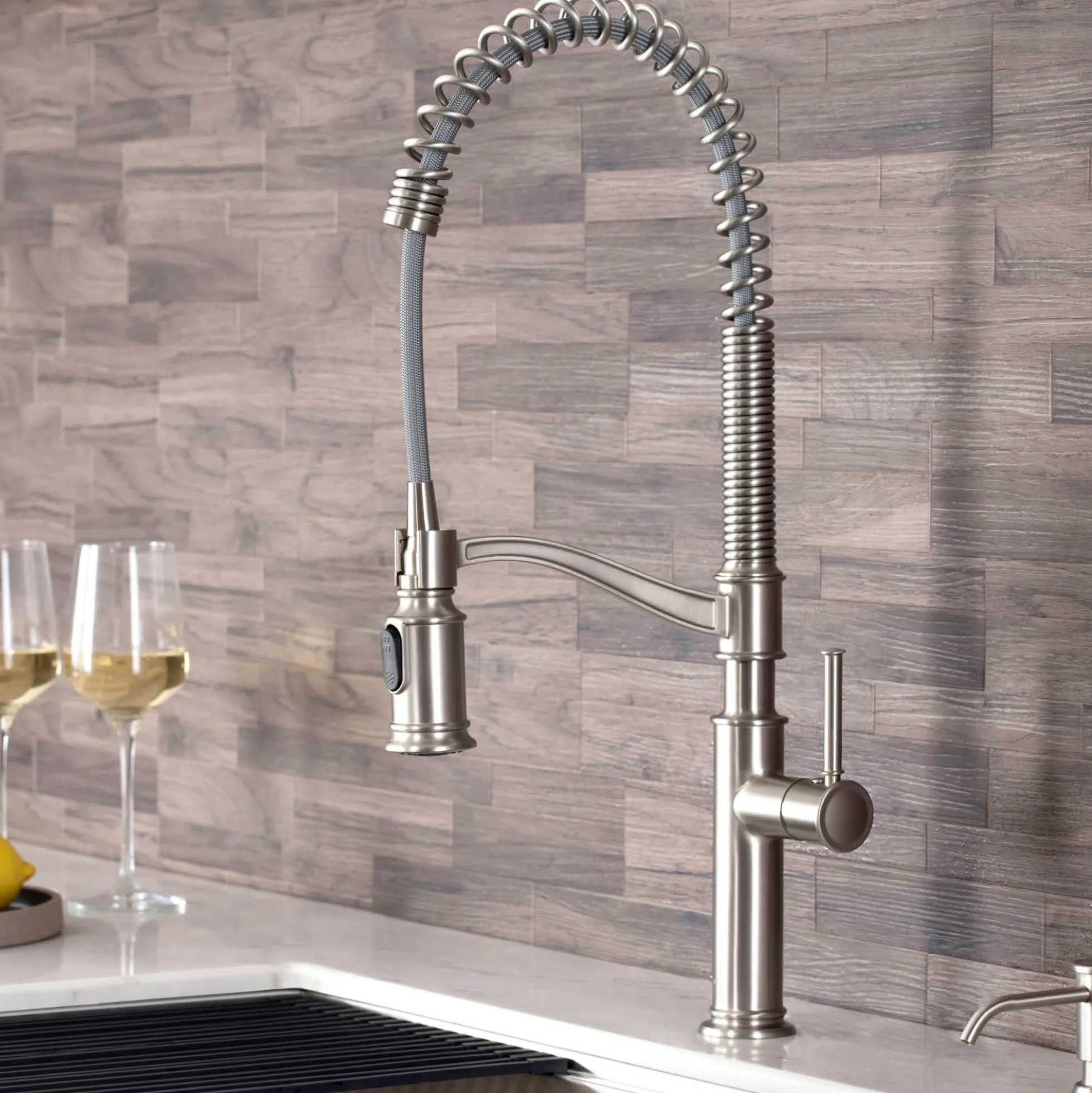 Commercial Style Pull-Down Kitchen Faucet in Spot Free Stainless Steel