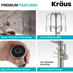 Commercial Style Pull-Down Kitchen Faucet in Spot Free Stainless Steel