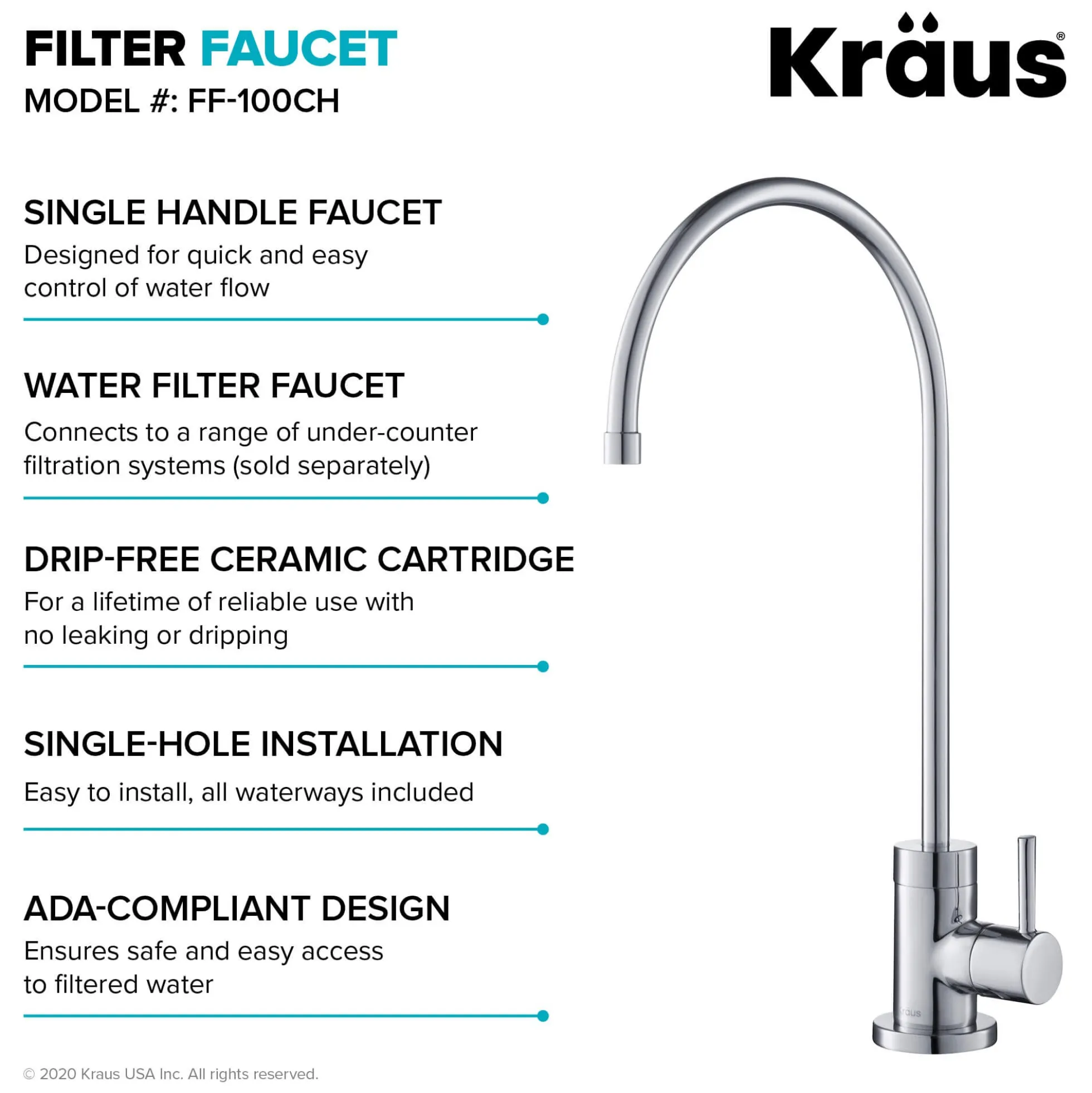 Commercial Style Pull-Down Kitchen Faucet and Water Filter Faucet Combo in Chrome