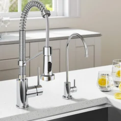 Commercial Style Pull-Down Kitchen Faucet and Water Filter Faucet Combo in Chrome