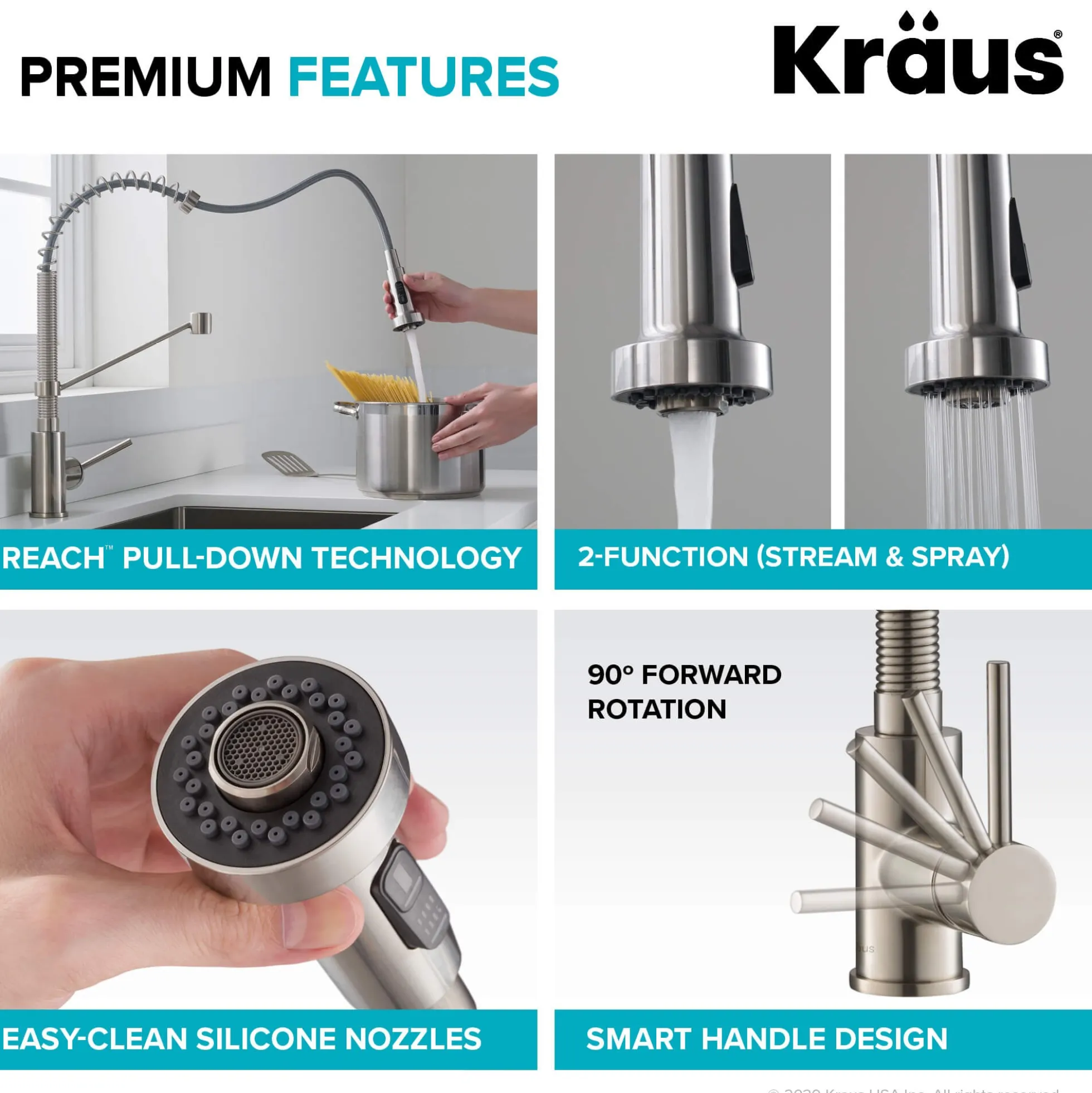 Commercial Style Pull-Down Kitchen Faucet and Water Filter Faucet Combo in Chrome