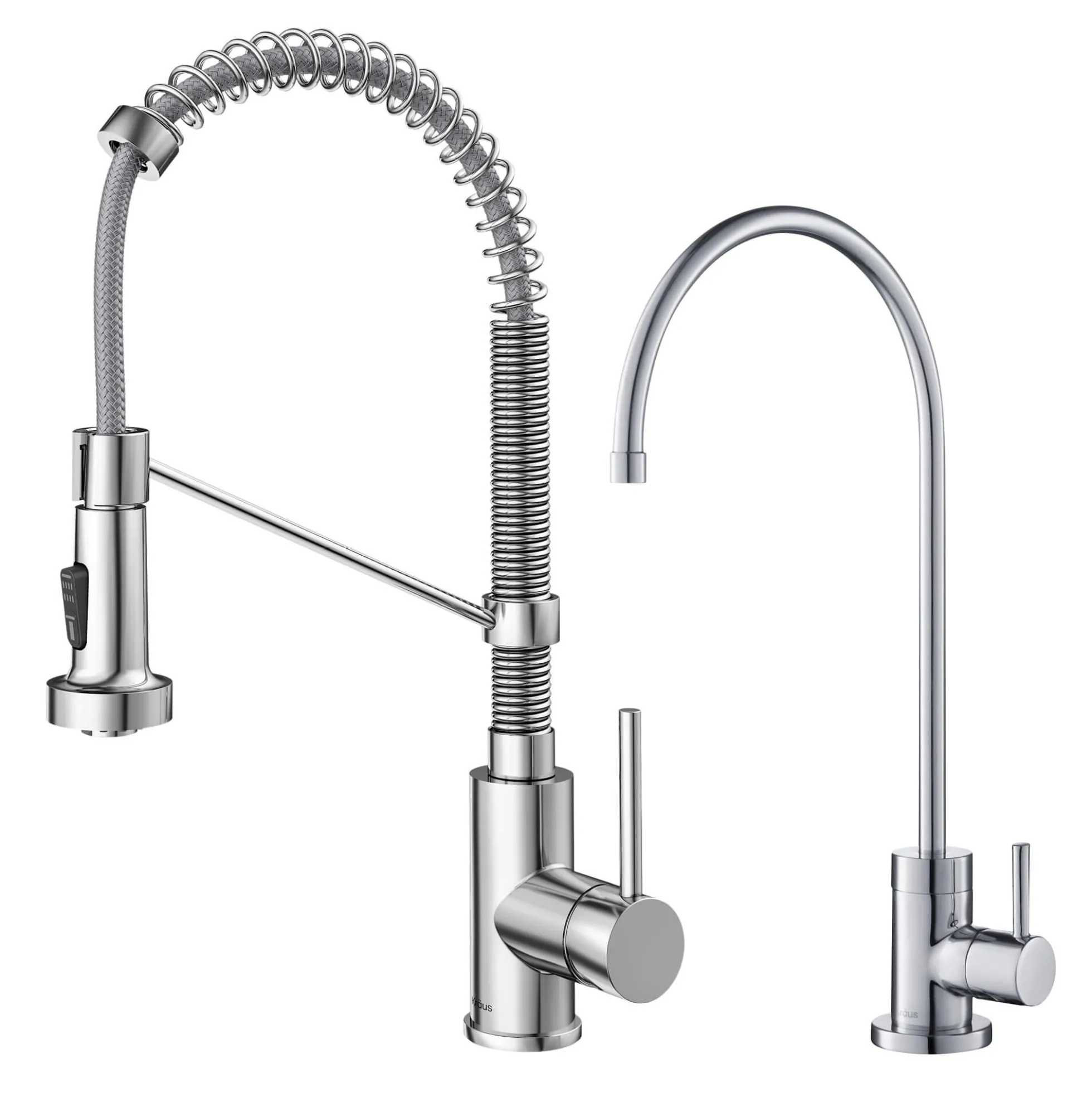 Commercial Style Pull-Down Kitchen Faucet and Water Filter Faucet Combo in Chrome