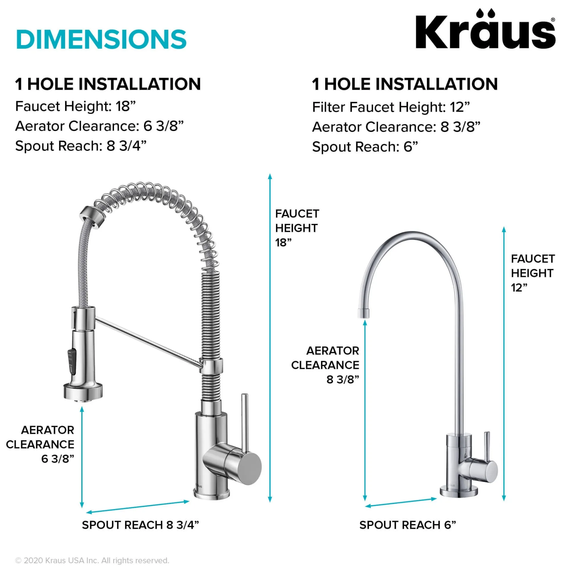 Commercial Style Pull-Down Kitchen Faucet and Water Filter Faucet Combo in Chrome