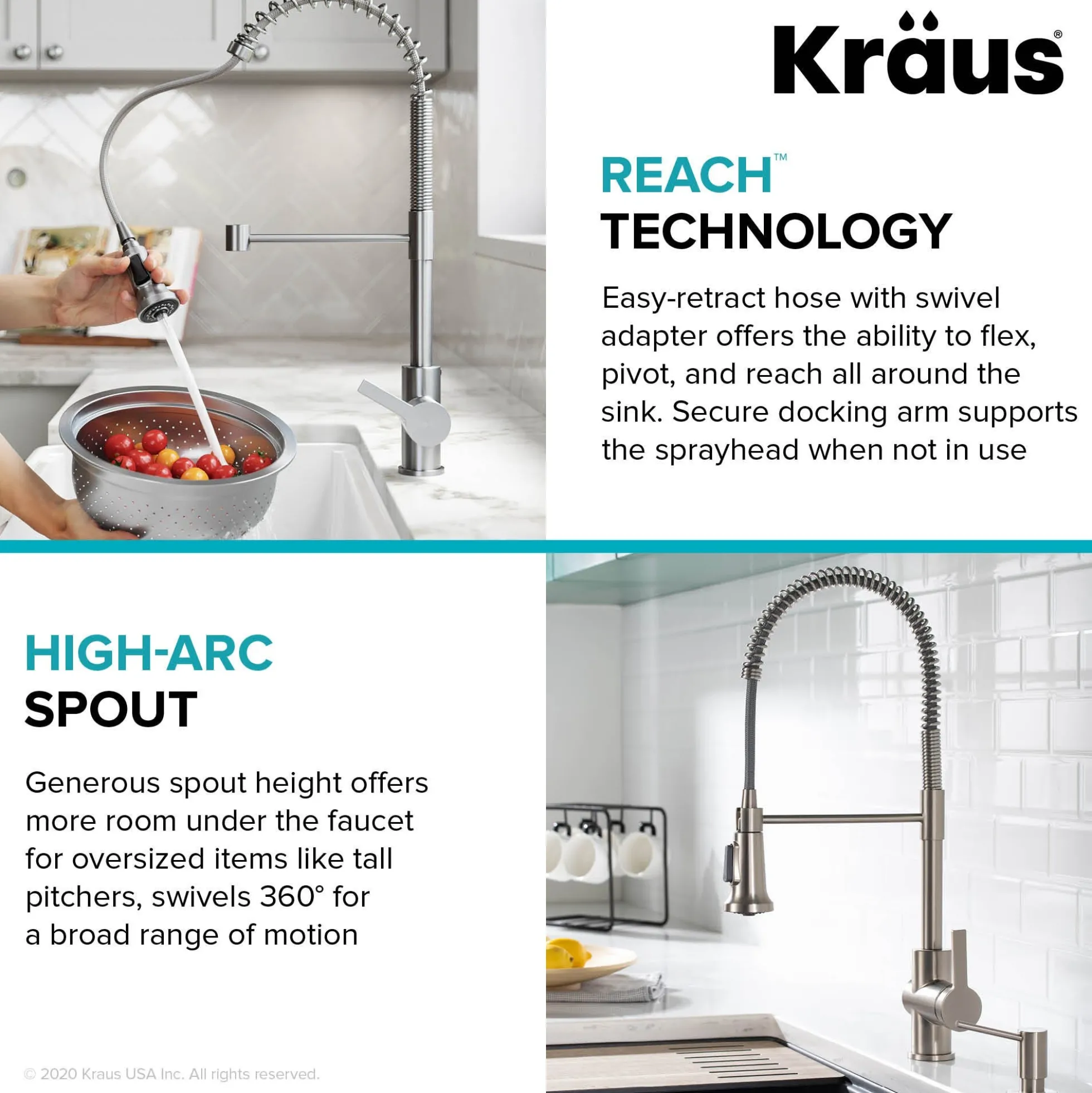 Commercial Style Pull-Down Single Handle Kitchen Faucet in Spot Free Antique Champagne Bronze