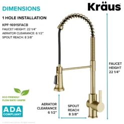 Commercial Style Pull-Down Single Handle Kitchen Faucet in Spot Free Antique Champagne Bronze