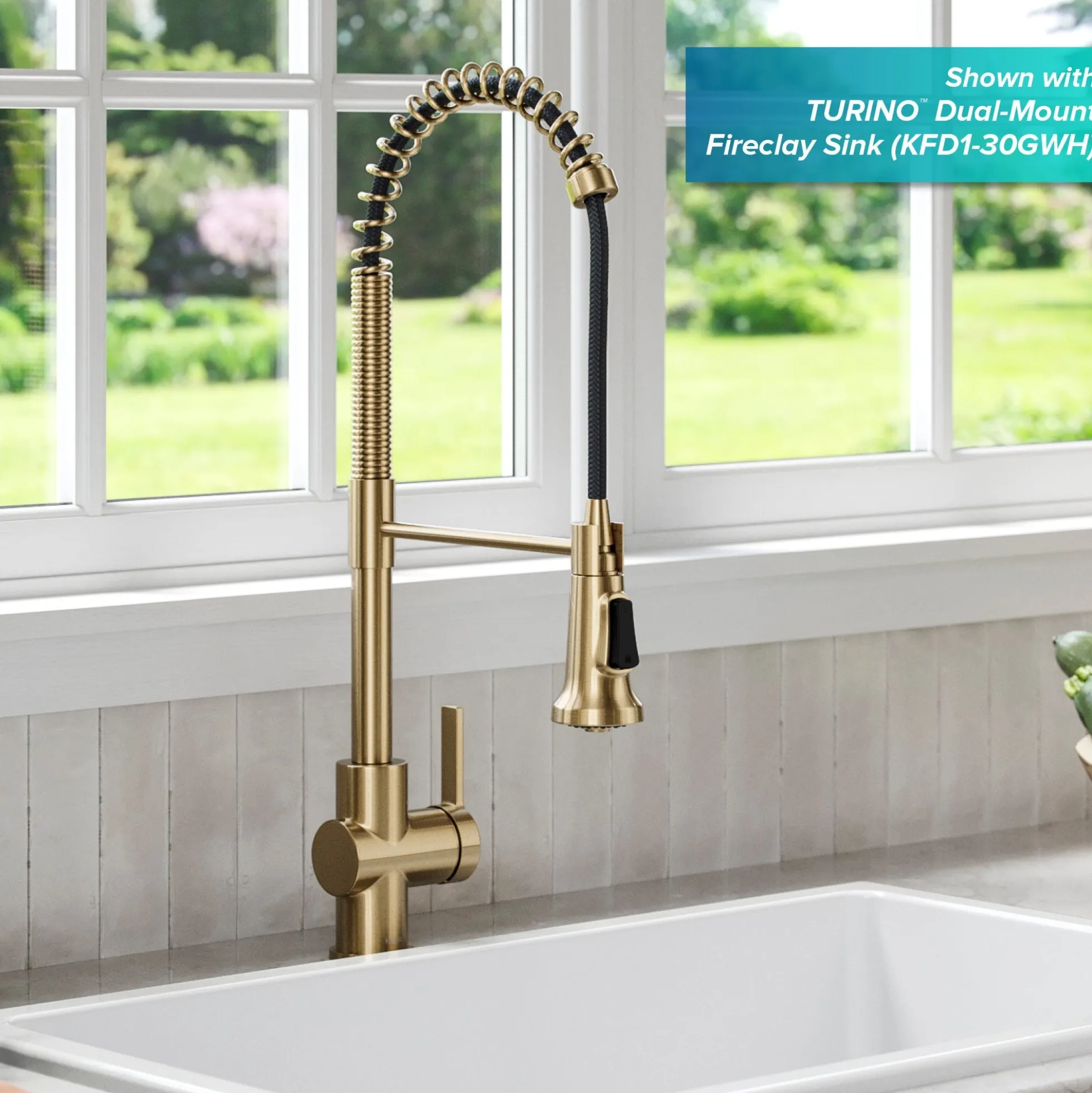 Commercial Style Pull-Down Single Handle Kitchen Faucet in Spot Free Antique Champagne Bronze