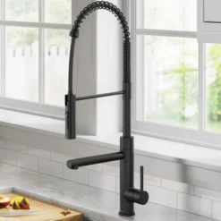 CommercialStylePull-Down Single Handle Kitchen Faucet with Pot Filler in Matte Black