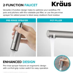 CommercialStylePull-Down Single Handle Kitchen Faucet with Pot Filler in Matte Black