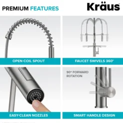 CommercialStylePull-Down Single Handle Kitchen Faucet with Pot Filler in Matte Black