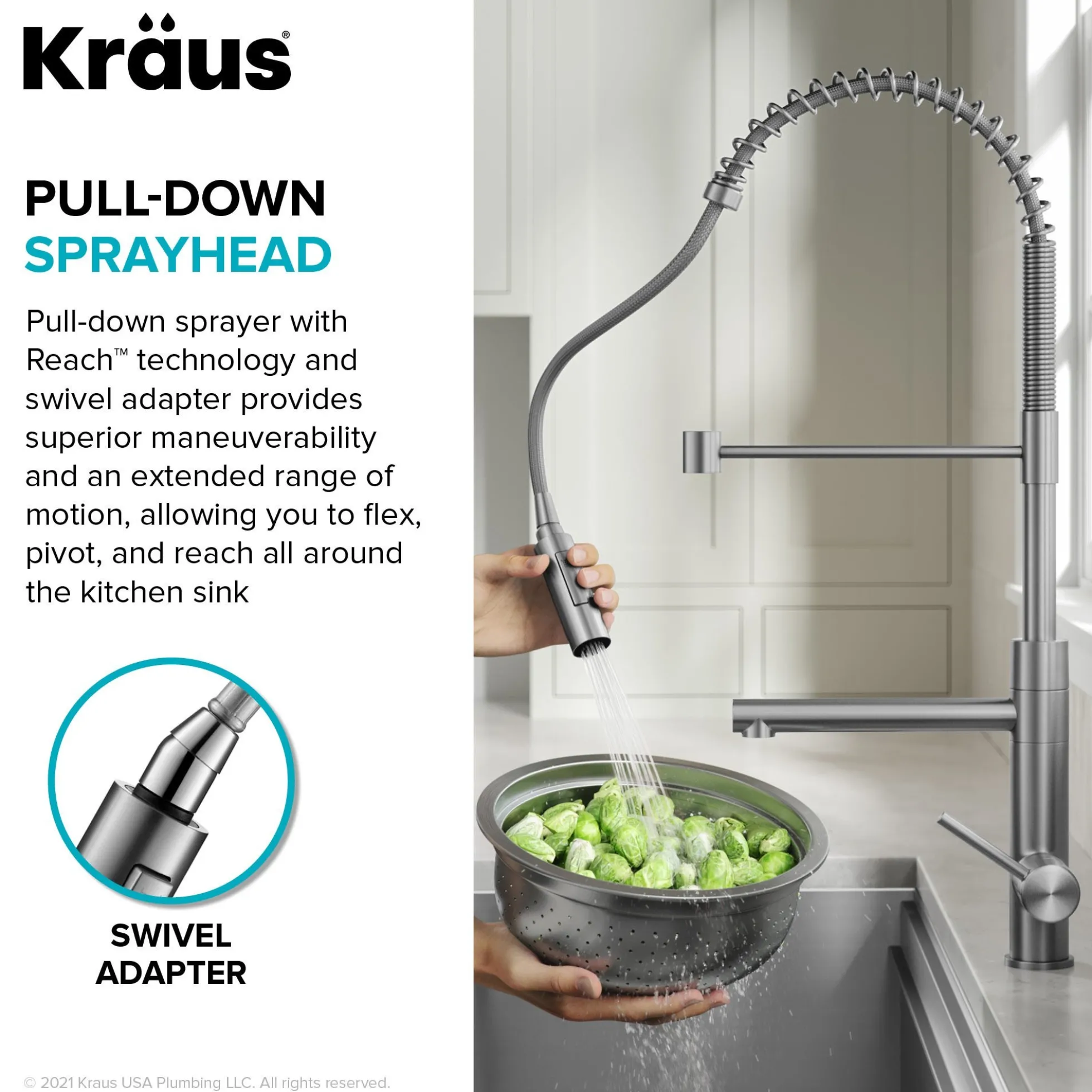 CommercialStylePull-Down Single Handle Kitchen Faucet with Pot Filler in Matte Black