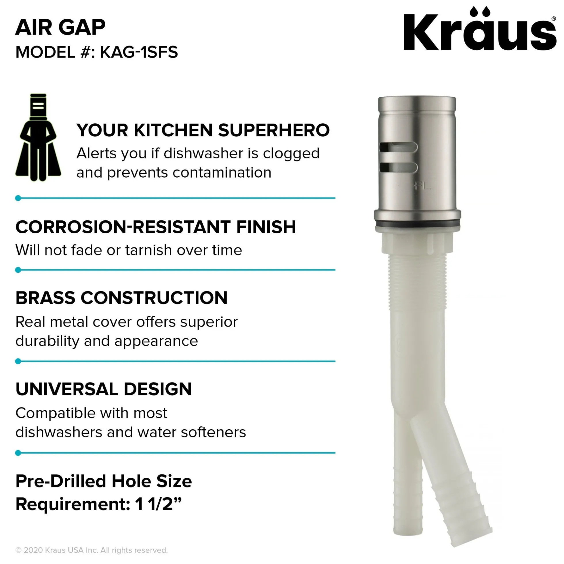 Commercial Style Pull-Down Single Handle 18" Kitchen Faucet in Spot Free Stainless Steel with Air Gap
