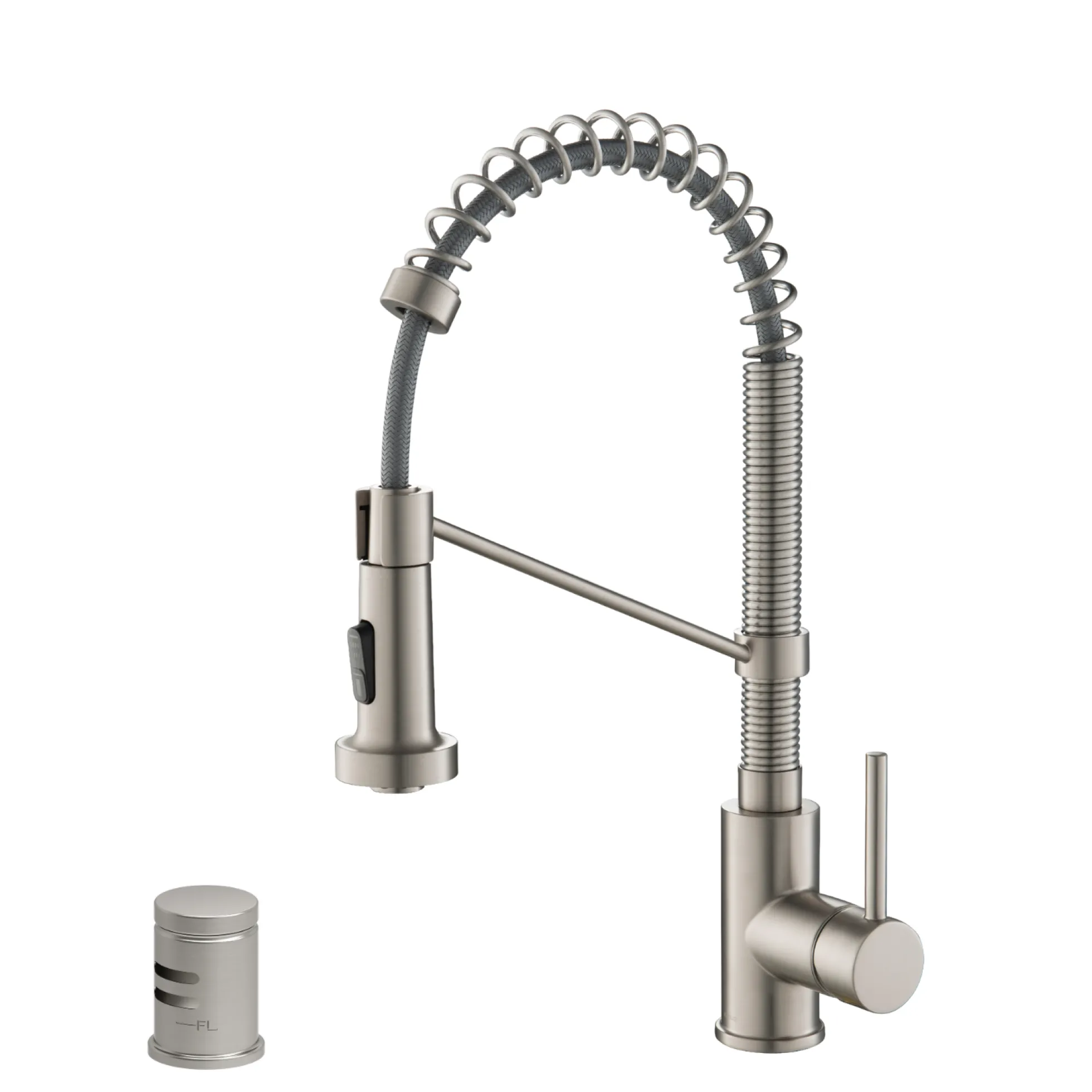 Commercial Style Pull-Down Single Handle 18" Kitchen Faucet in Spot Free Stainless Steel with Air Gap