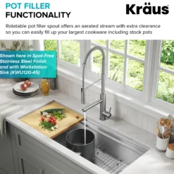 CommercialStylePull-Down Single Handle Kitchen Faucet with Pot Filler in Spot Free Antique Champagne Bronze / Matte Black